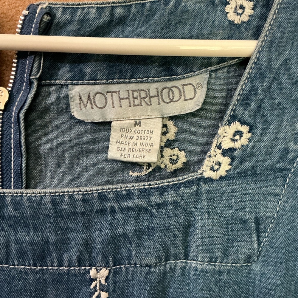 Motherhood‎ Blue Denim Dress with Floral Embroidery- vintage - Picture 3 of 7